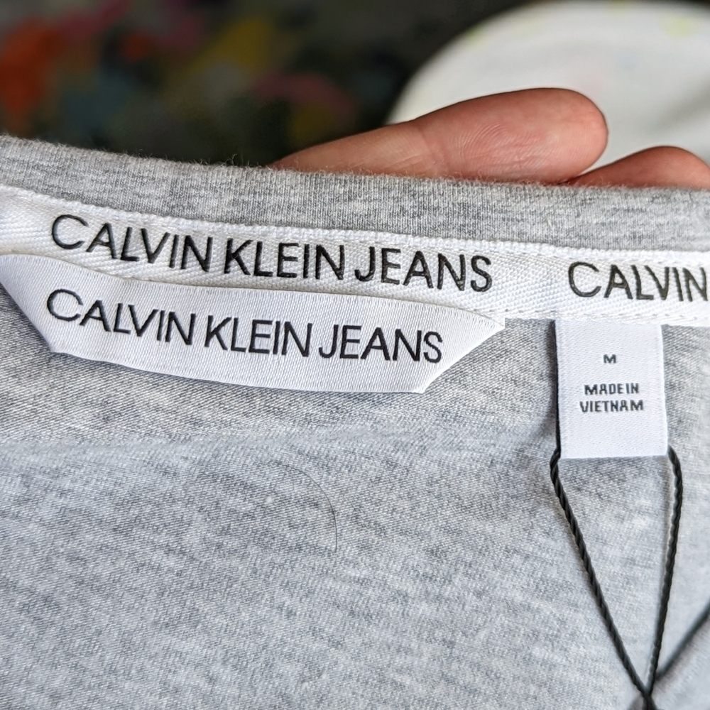 NWT Calvin Klein Grey Shirt Dress Size M - Picture 3 of 7